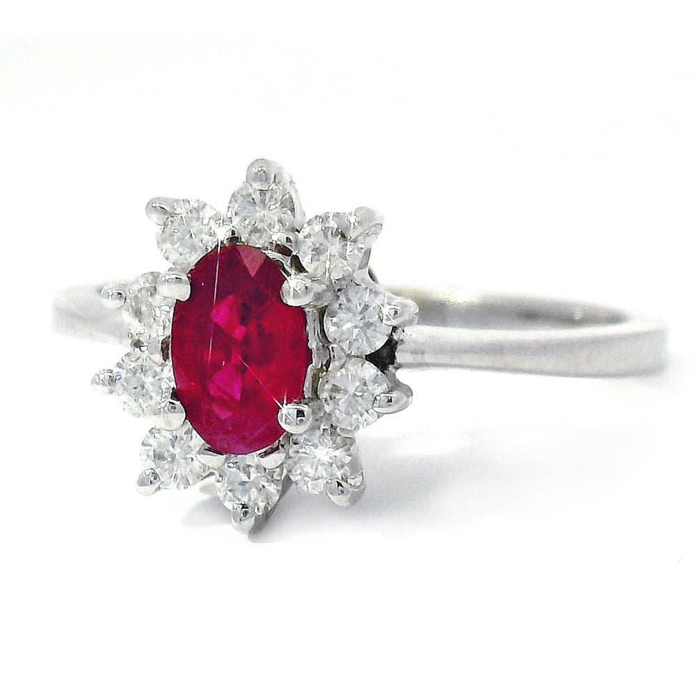 Ruby & Diamond White Gold Ring- "North Star"