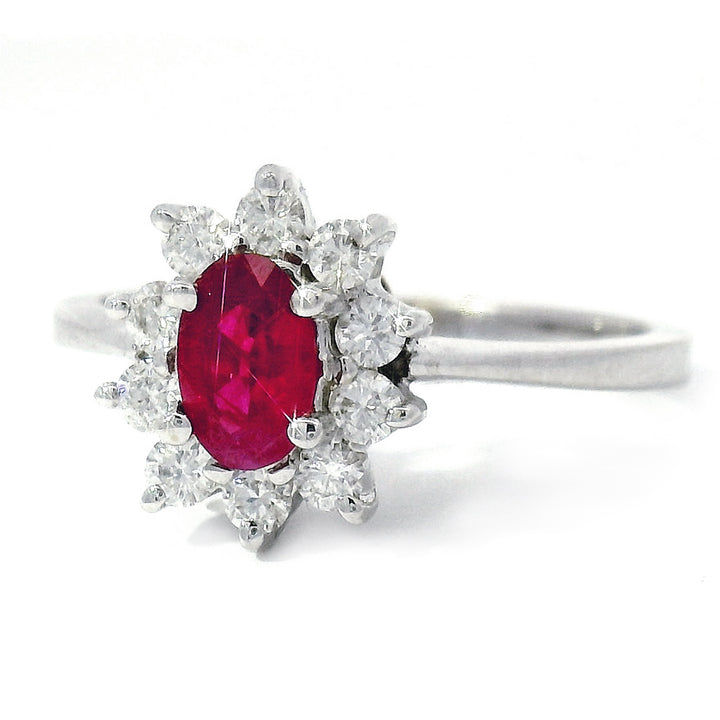 Ruby & Diamond White Gold Ring- "North Star"