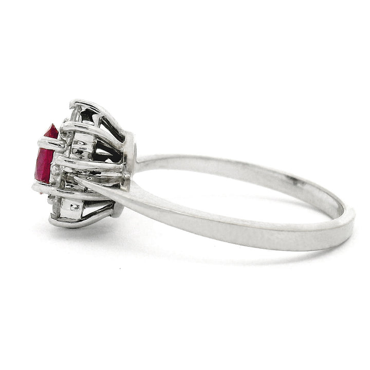 Ruby & Diamond White Gold Ring- "North Star"