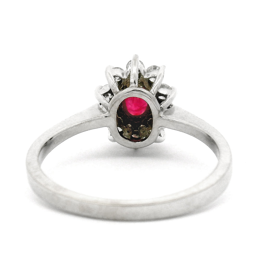 Ruby & Diamond White Gold Ring- "North Star"