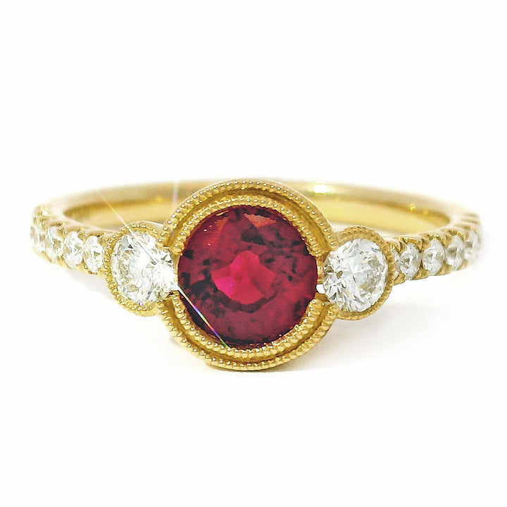Ruby & Diamond Accented Ring - "Gilded Passion"