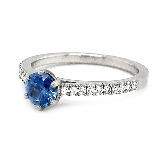 Blue Montana Sapphire & White Gold Ring - "Victoria"