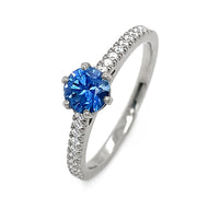 Blue Montana Sapphire & White Gold Ring - "Victoria"