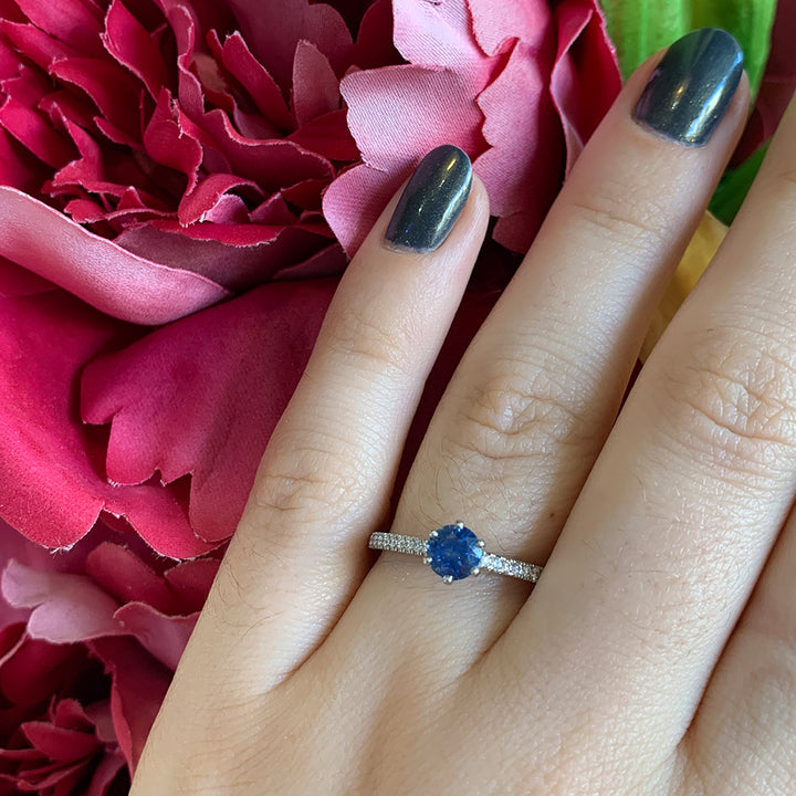 Blue Montana Sapphire & Diamond Ring - "Victoria"