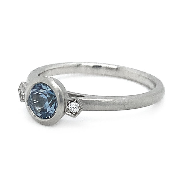 White Gold & Montana Sapphire Ring - "Cressida"