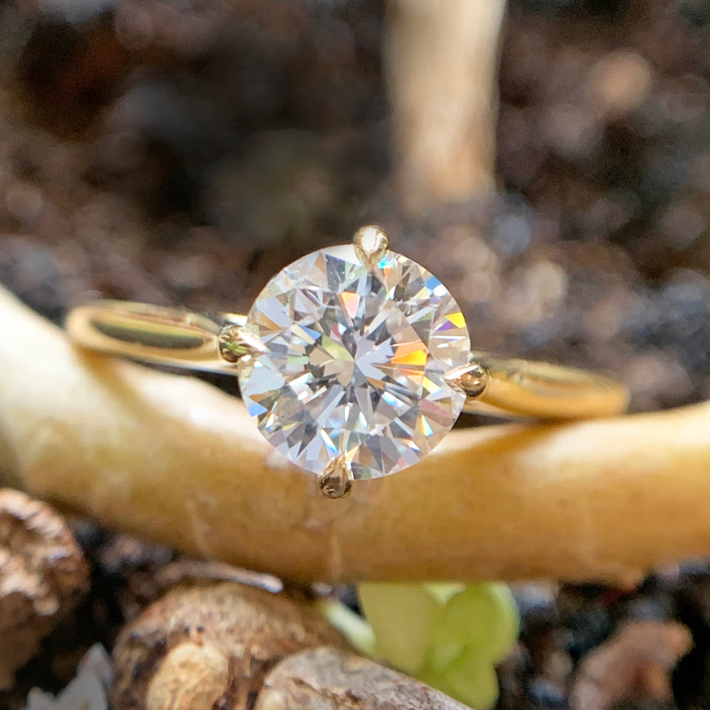 Round Brilliant Diamond Solitaire Ring - "Compass Rose"