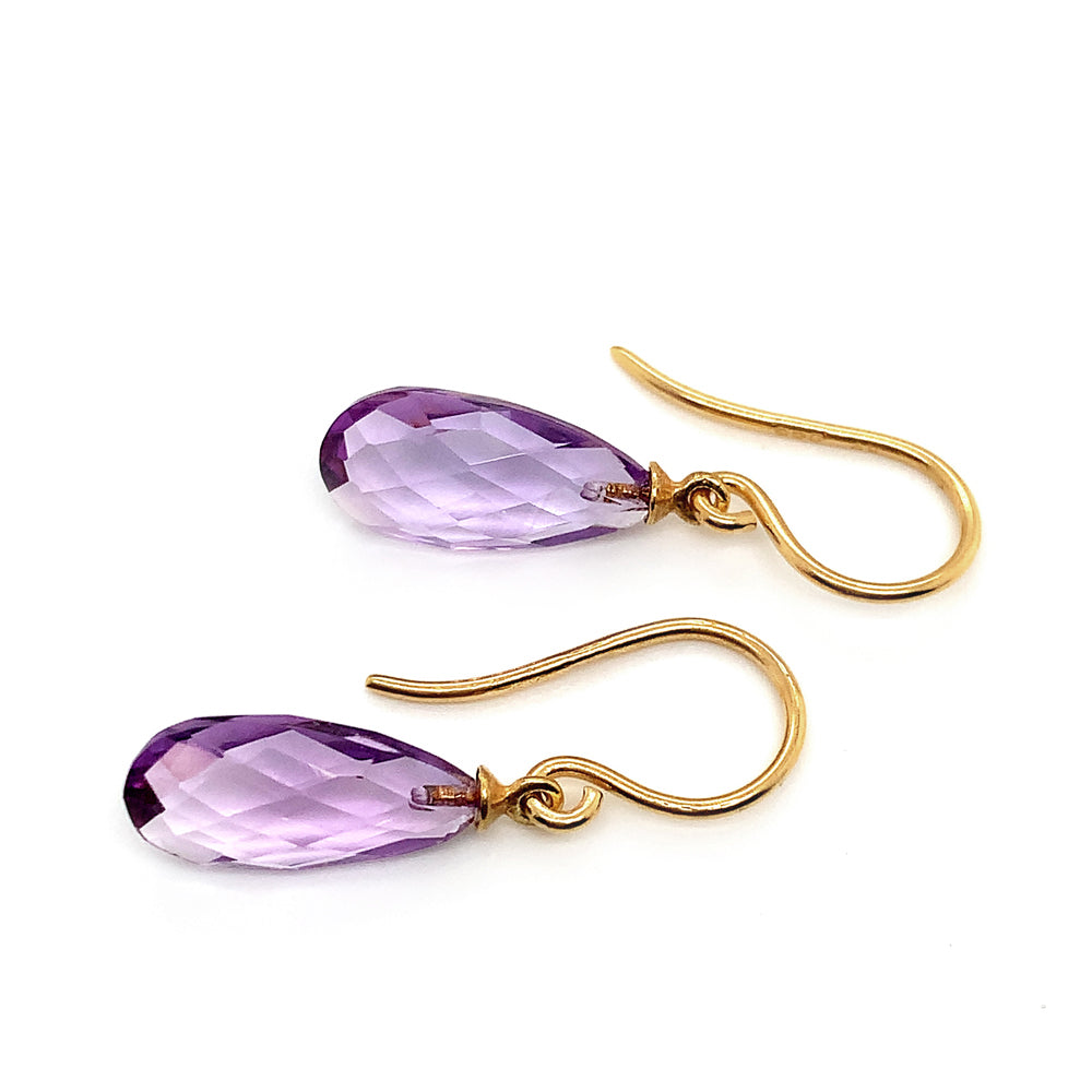 Amethyst Gold Hoop Earrings, Amethyst Gemstone Hoop Ear Wires, Lotus Petal Earrings, Gold Vermeil, Gifts popular for Her, Matte Finish