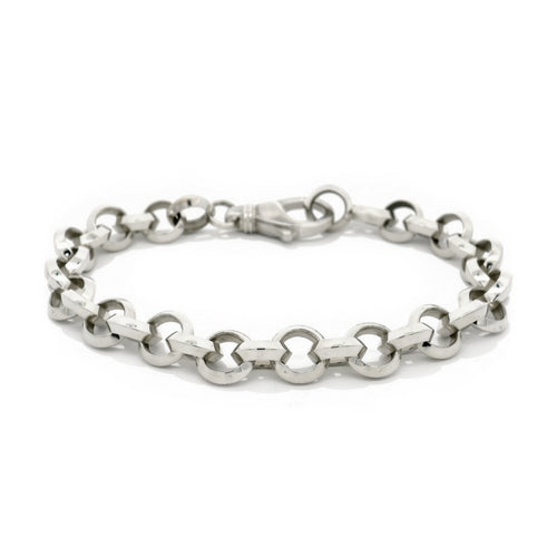 Thick Sterling Silver Link Bracelet - "Silver Current"