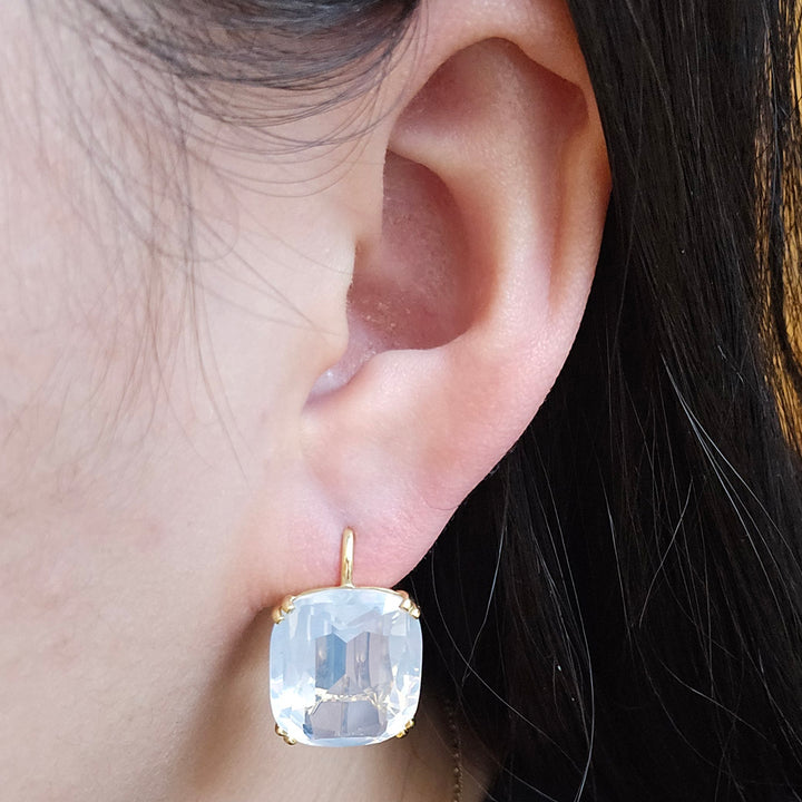 Moon Quartz & Gold Earrings - "Gossip"
