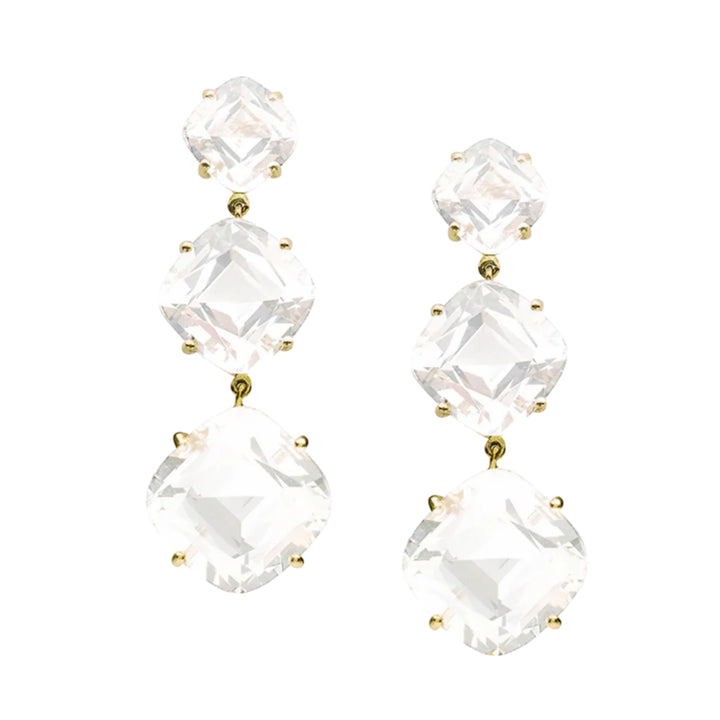 Rock Crystal & Gold Drop Earrings - "Gossip"
