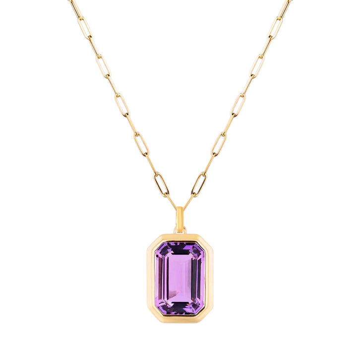 Amethyst & Gold Paperclip Necklace - "Manhattan"