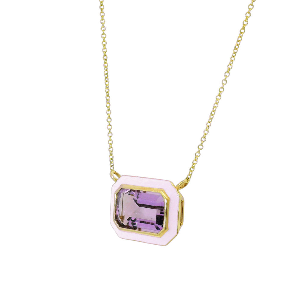 Amethyst, Enamel & Gold Necklace- "Queen"