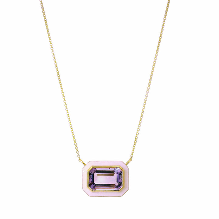 Amethyst, Enamel & Gold Necklace- "Queen"