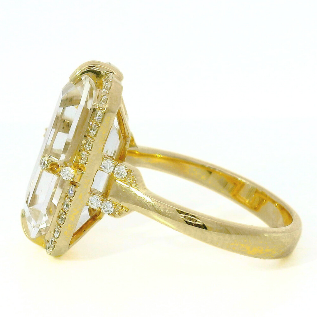 Rock Crystal & Diamond Yellow Gold Ring - "Gossip"