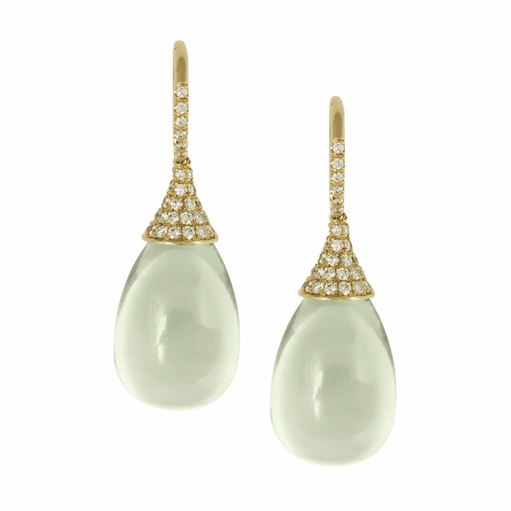 Prasiolite & Diamond Drop Earrings - "Ethereal"