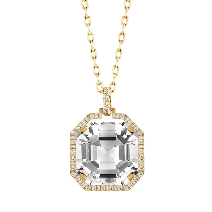 Rock Crystal & Diamond Yellow Gold Necklace - "Gossip"