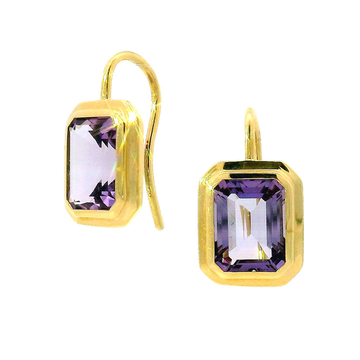 Emerald-Cut Amethyst & Gold Earrings - "Manhattan"