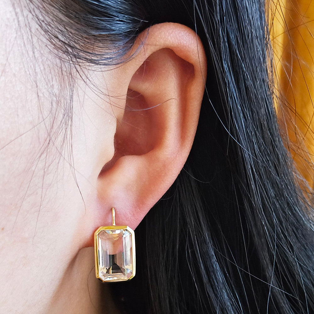 Rock Crystal & Gold Earrings - "Gossip"