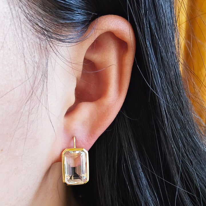 Rock Crystal & Gold Earrings - "Gossip"