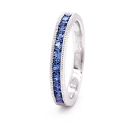 Yogo Sapphire & White Gold Anniversary Ring - "Mélange"