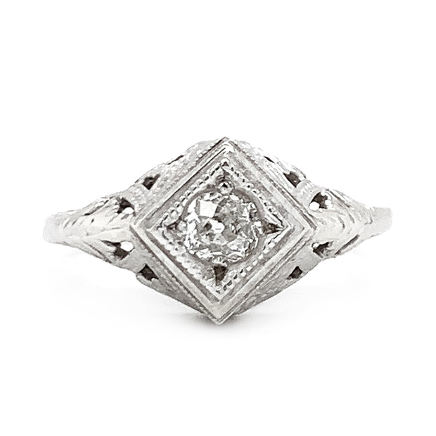 Old Miner Diamond Ring - "Kristine" - with Antique Diamond