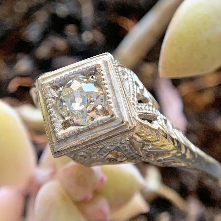 Old Miner Diamond Ring - "Kristine" - with Antique Diamond