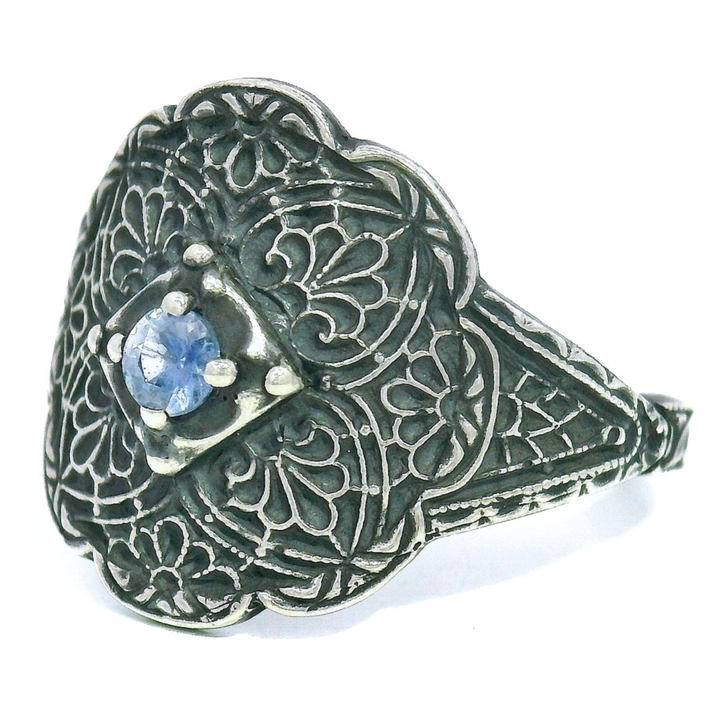 Sterling Silver Montana Sapphire Ring - "Sapphire Veil"