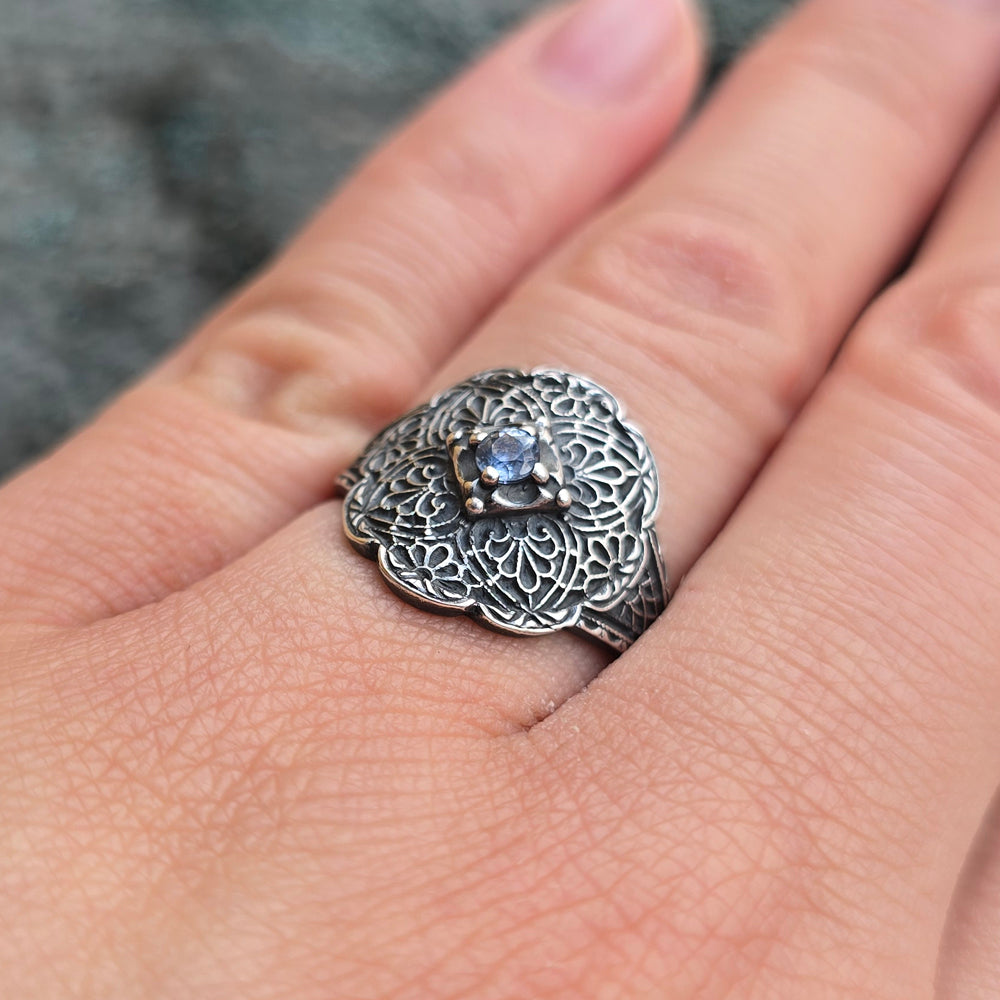 Sterling Silver Montana Sapphire Ring - "Sapphire Veil"