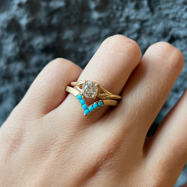 Turquoise & Yellow Gold Contour Band - "Sante Fe Nights"