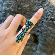 Estate Sterling Silver & Turquoise Navajo Ring - "Kachina"