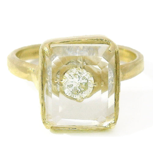 Diamond & Rock Crystal Fashion Ring - "Mirrored Treasure"