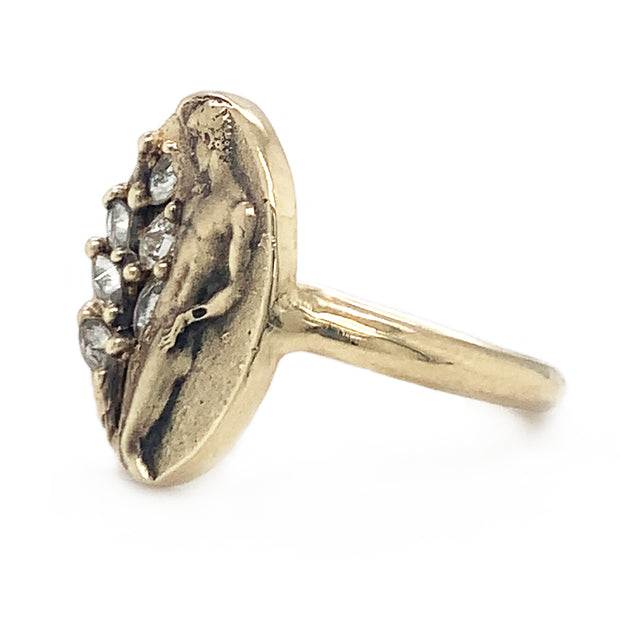 Grey Marquise Diamond & Yellow Gold Ring - "Antinous"