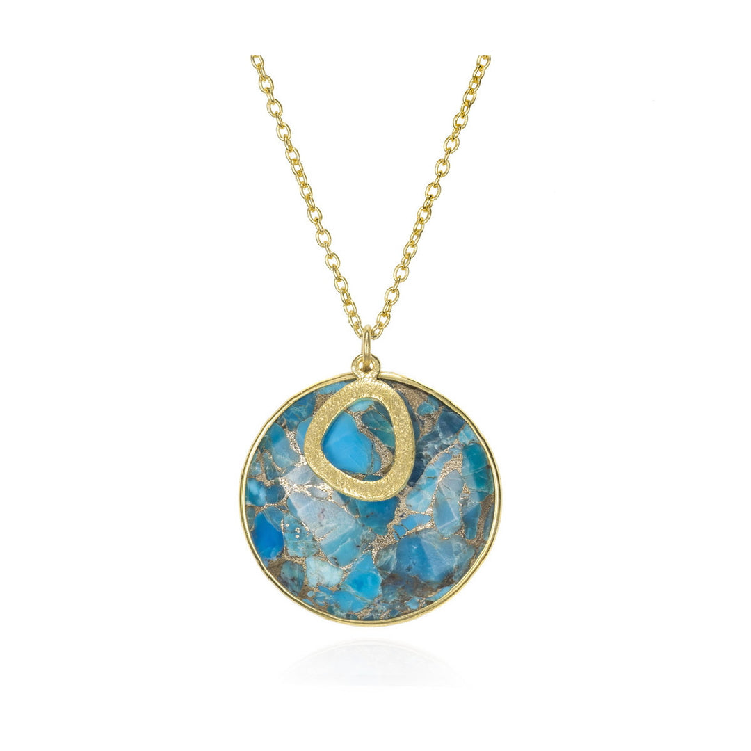 Luna turquoise necklace by Jorge Revilla in gold vermeil and sterling silver