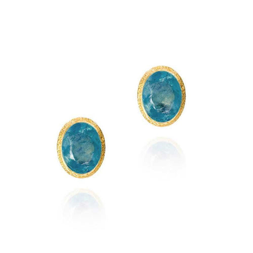Aquamarine Stud Earrings in Gold Vermeil - "Zen"