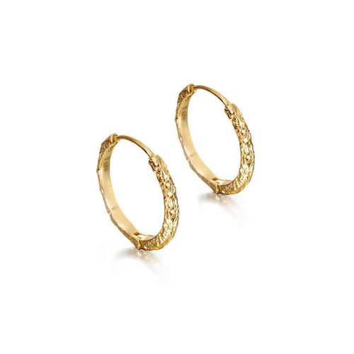 Large Sterling Silver & Gold Vermeil Lava Huggie Hoops - "Round Lava"