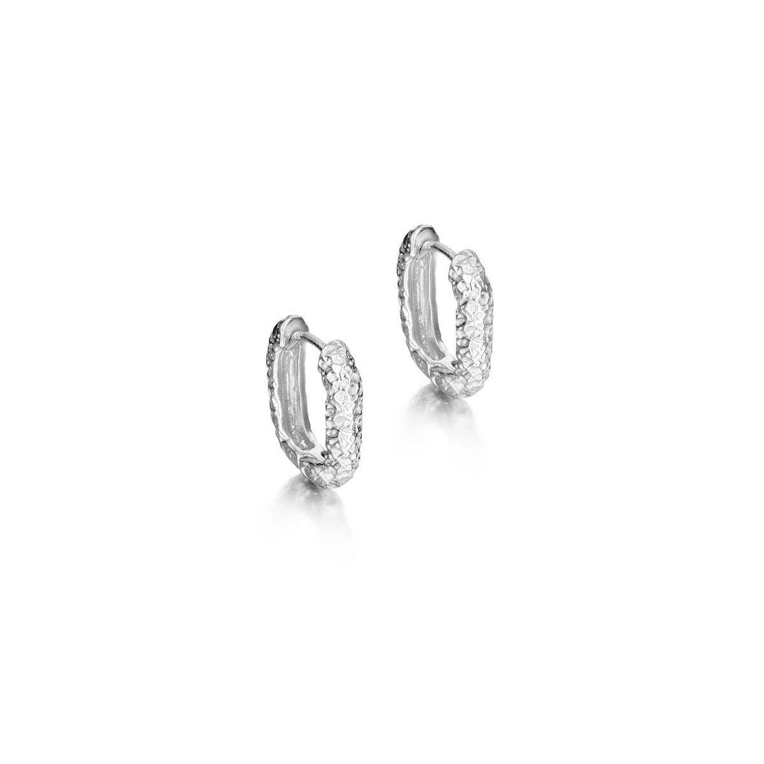 Lava Collection textured sterling silver huggie hoop earrings