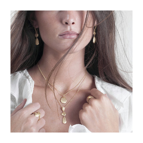 Hammered Gold Vermeil Triple Drop Necklace - "Gold Essential"