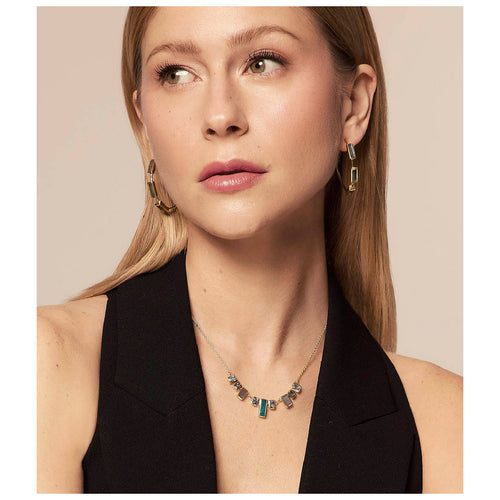 Labradorite Hoop Earrings in Gold Vermeil - "Empire"