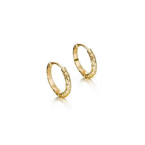 Medium Sterling Silver & Gold Vermeil Lava Huggie Hoops - "Round Lava"