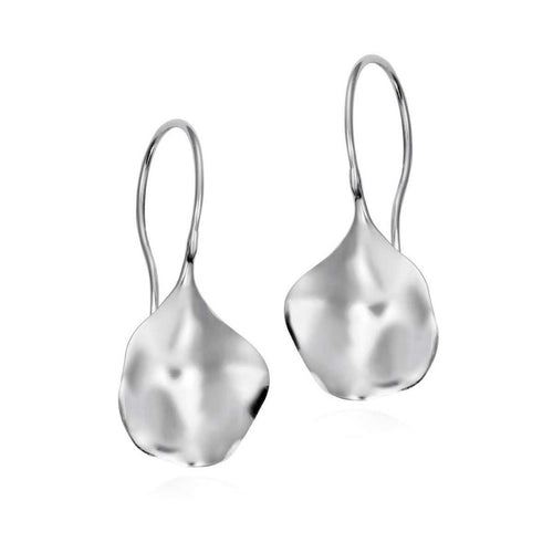 Sterling Silver Rippled Disk Drop Earrings - "Silver Aqua"