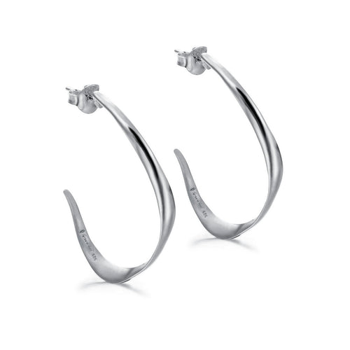 Sterling Silver Stud Hoop Earrings - "Silver Venice"