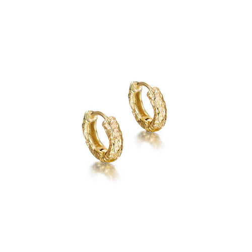 Small Sterling Silver & Gold Vermeil Lava Huggie Hoops - "Round Lava"