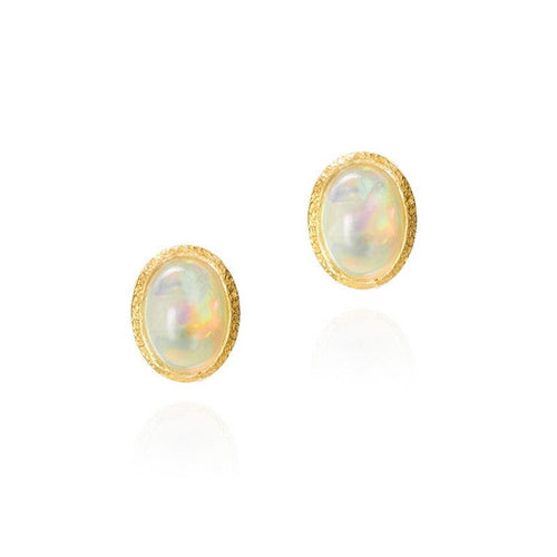 Opal Stud Earrings in Gold Vermeil - "Zen"