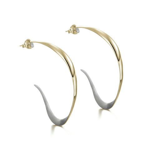 Sterling Silver & Gold Vermeil Stud Hoop Earrings - "Toned Venice"