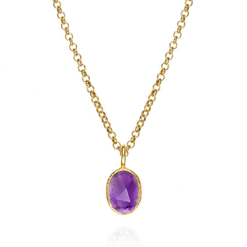 Zen Birthstone natural amethyst necklace in gold vermeil with chain