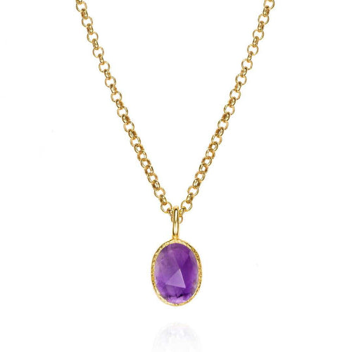 Natural Amethyst Pendant in Gold Vermeil - "Zen"