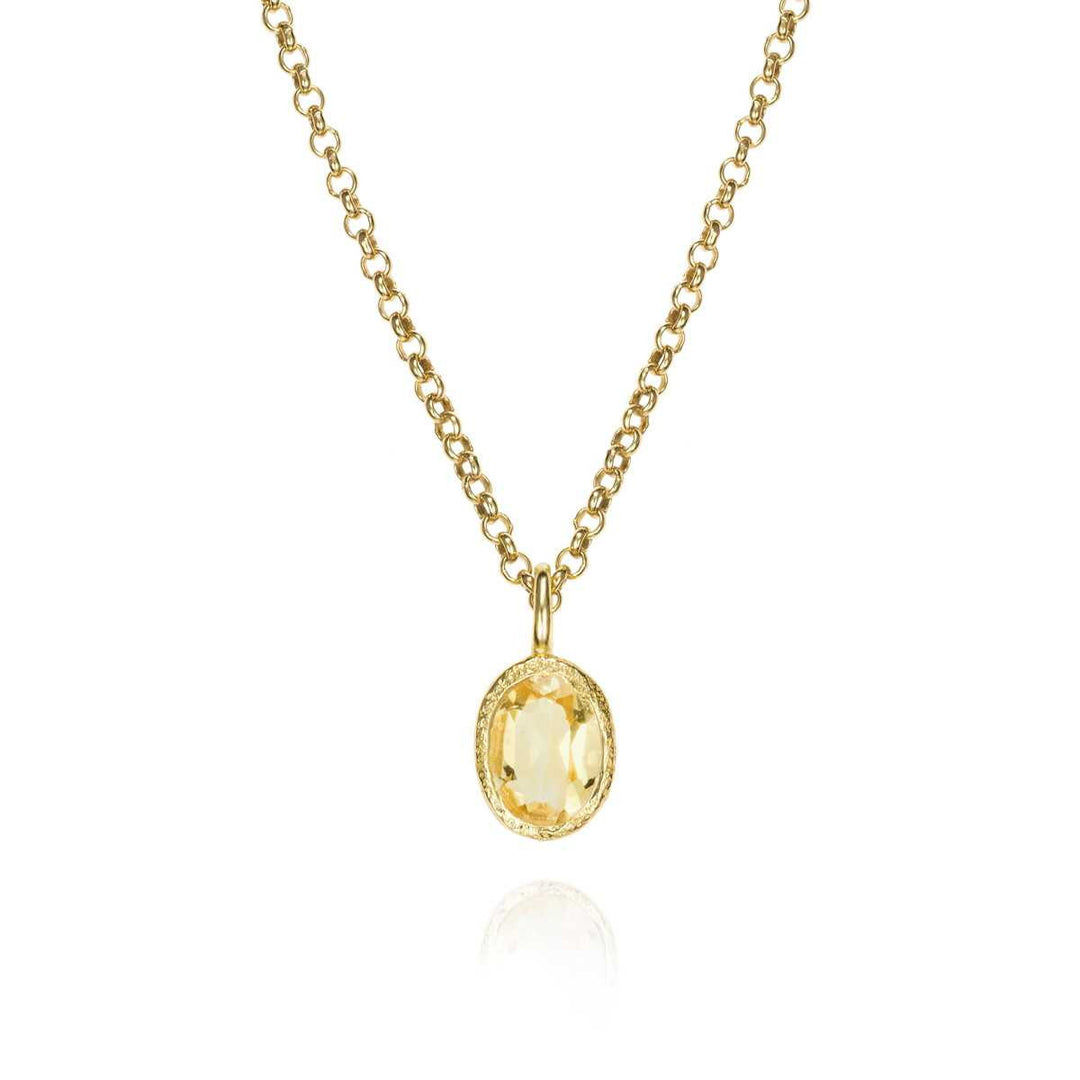 Golden citrine pendant necklace, sterling silver with gold vermeil finish