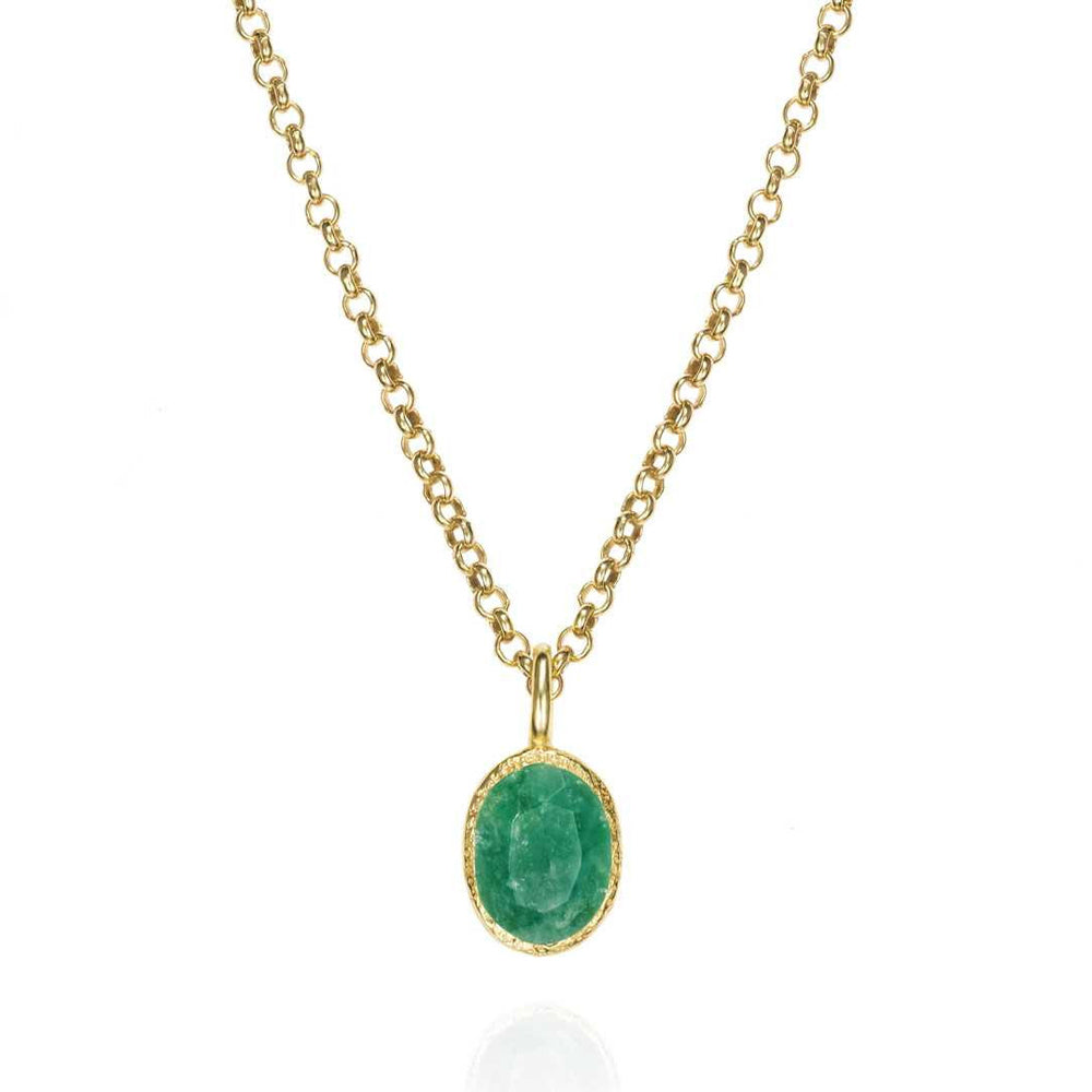 Natural Emerald Pendant in Gold Vermeil - "Zen"