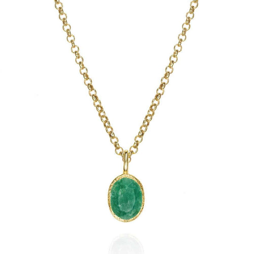 Natural Emerald Pendant in Gold Vermeil - "Zen"