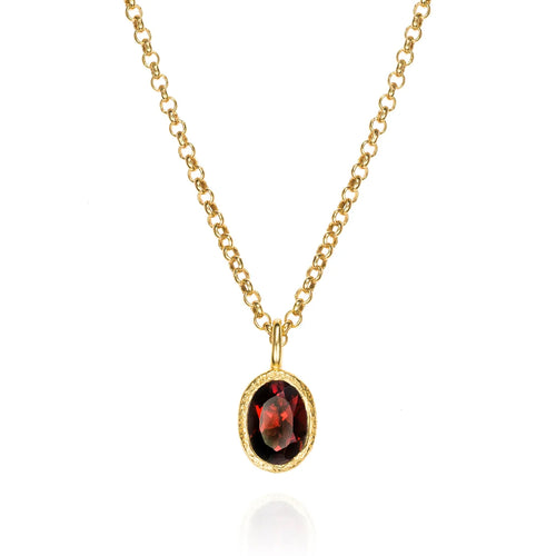 Natural Garnet Pendant in Gold Vermeil - "Zen"